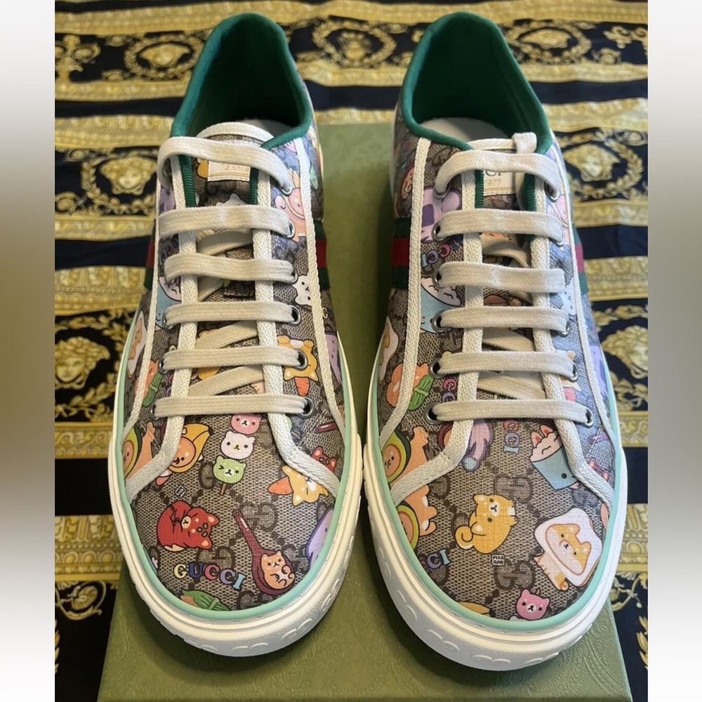 Gucci x Pikarar Kawaii 1977 Tennis Monogram Sneakers Size US 11